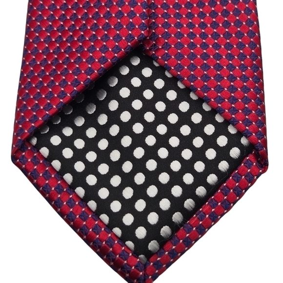 NICK GRAHAM Everywhere Men's Red & Blue Grid Pattern Neck Tie - Picture 4 of 6